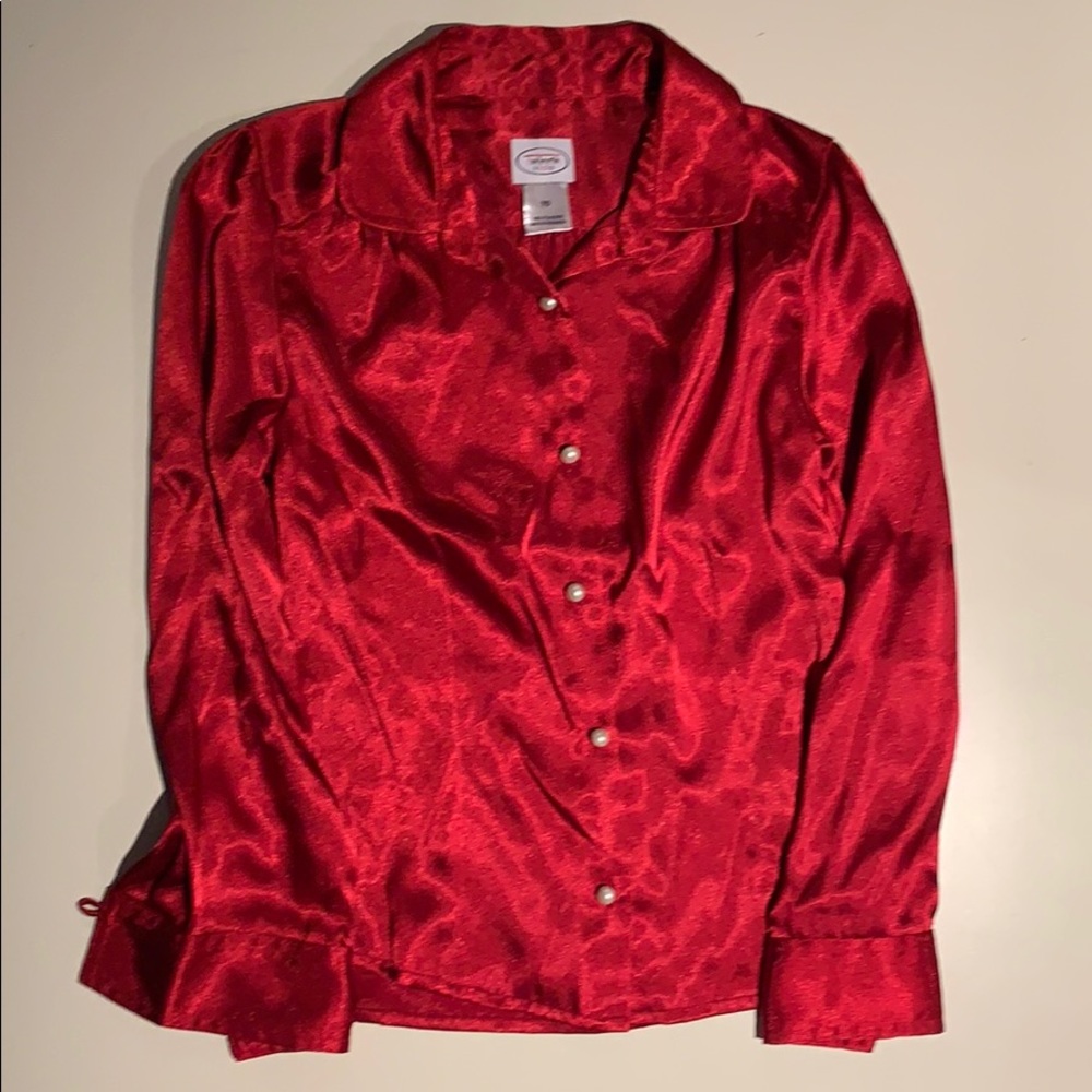 Talbots kids girls size 10 red satin shirt